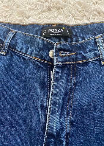 42 Beden Düğmeli Lacivert Midi Kadın Denim Pantolon