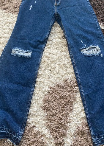 Diğer Düğmeli Lacivert Midi Kadın Denim Pantolon
