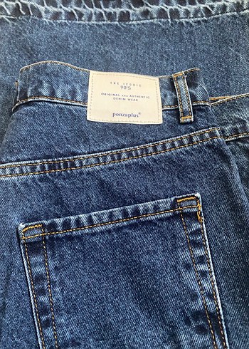 Düğmeli Lacivert Midi Kadın Denim Pantolon