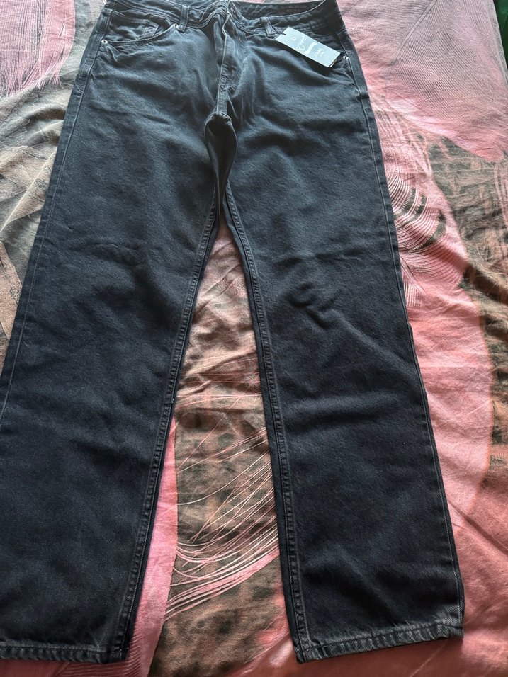 Düğmeli Siyah erkek  Kot Pantolon - Görsel 2