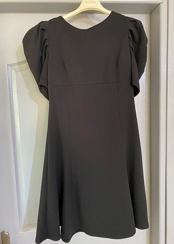Drapeli Siyah Midi Elbise, Kısa Kollu, Goth Stil