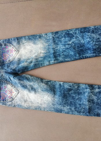 Payetli Kız Kot Pantolon - Görsel 3