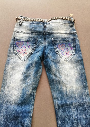 Payetli Kız Kot Pantolon - Görsel 4