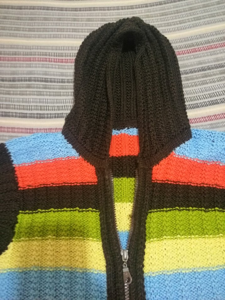 Renkli Kapüşonlu Kolsuz Örgü Kadın Süveter - Görsel 2