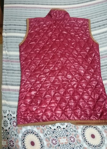 Bordo Parlak Fermuarlı Kadın Yelek - Görsel 5