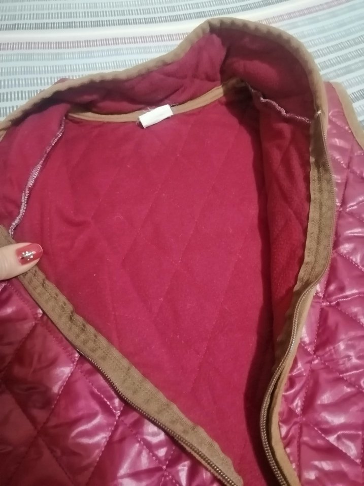 Bordo Parlak Fermuarlı Kadın Yelek - Görsel 4