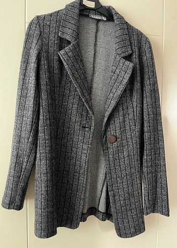 Düğmeli Gri Kadın Blazer Ceket