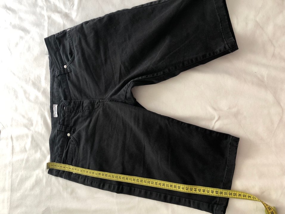 Siyah Mini Kot Şort Kadın Kumaş Pantolon - Görsel 2