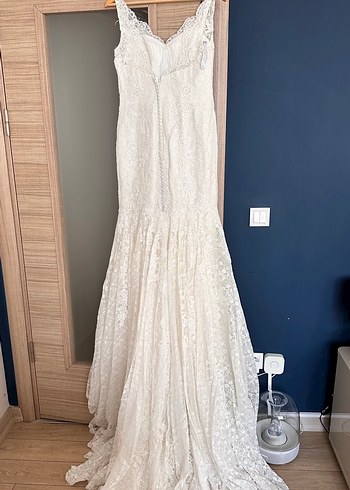 Oleg Cassini Güpürlü Balık Model Gelinlik - Görsel 7