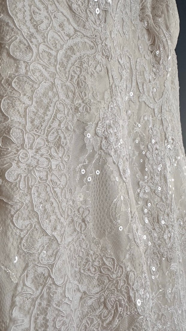 Oleg Cassini Güpürlü Balık Model Gelinlik - Görsel 5