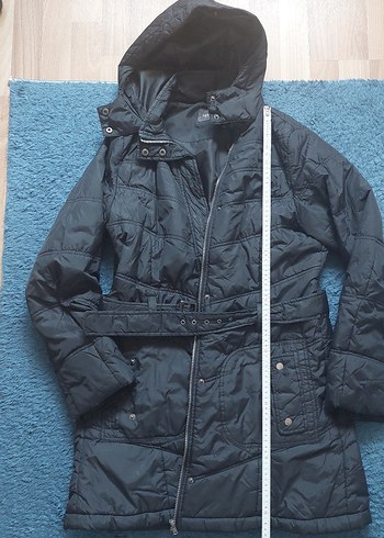 xl Beden siyah Renk Kemerli Siyah Kadın Mevsimlik Mont