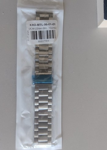 Gri Metal Erkek Saat Kayışı 22mm