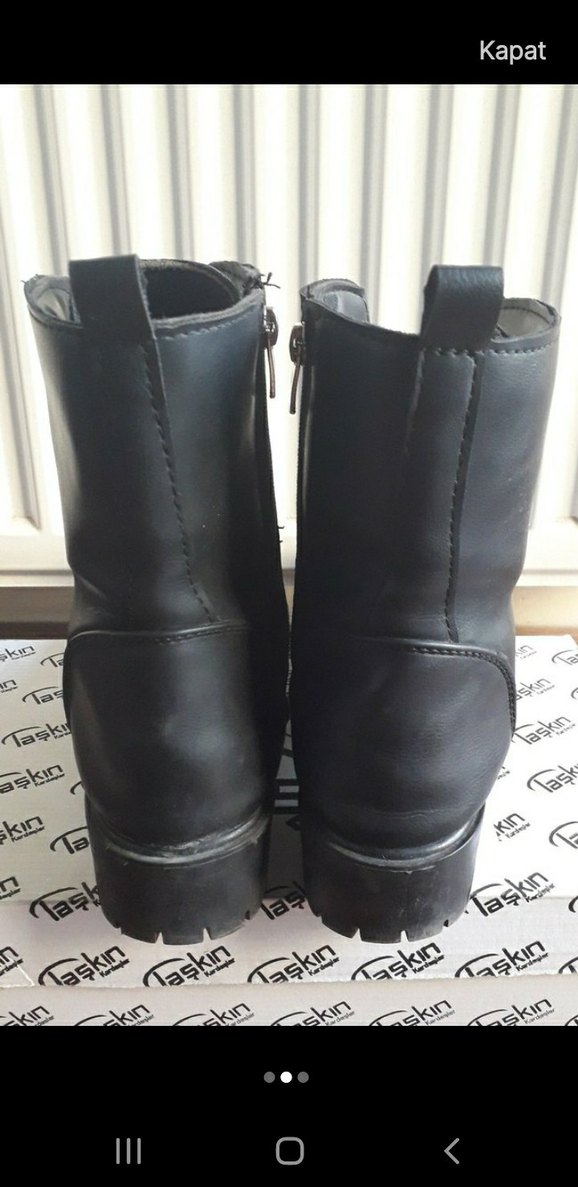 Kadın Siyah Deri Goth Botlar - Görsel 2