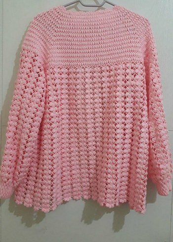 Pembe kadın Örgü Hırka - Görsel 2