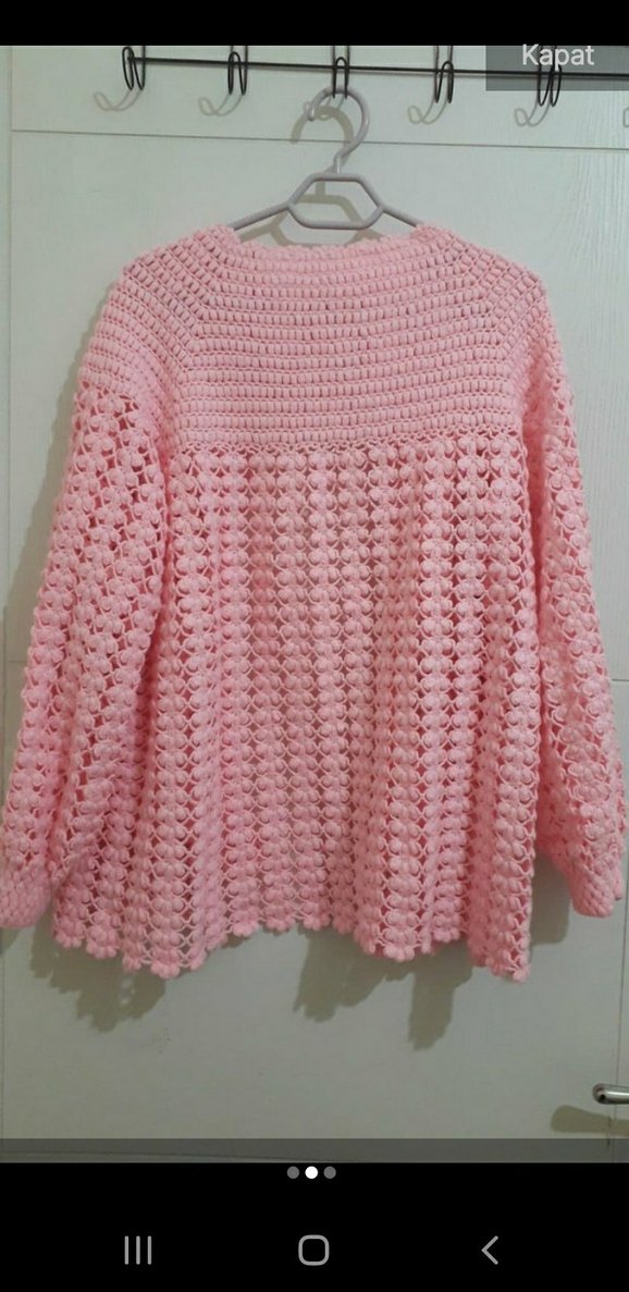 Pembe kadın Örgü Hırka - Görsel 2