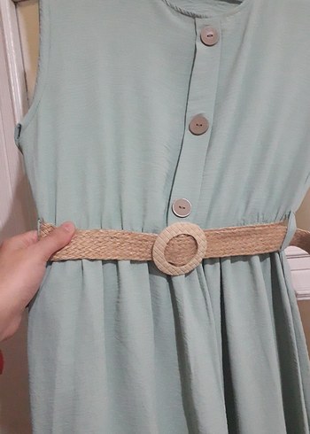 Kemerli, Uzun, Gevşek Kesim Kadın Elbise - Görsel 2