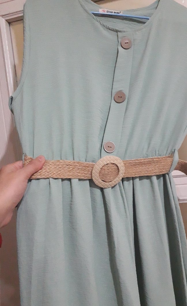 Kemerli, Uzun, Gevşek Kesim Kadın Elbise - Görsel 2