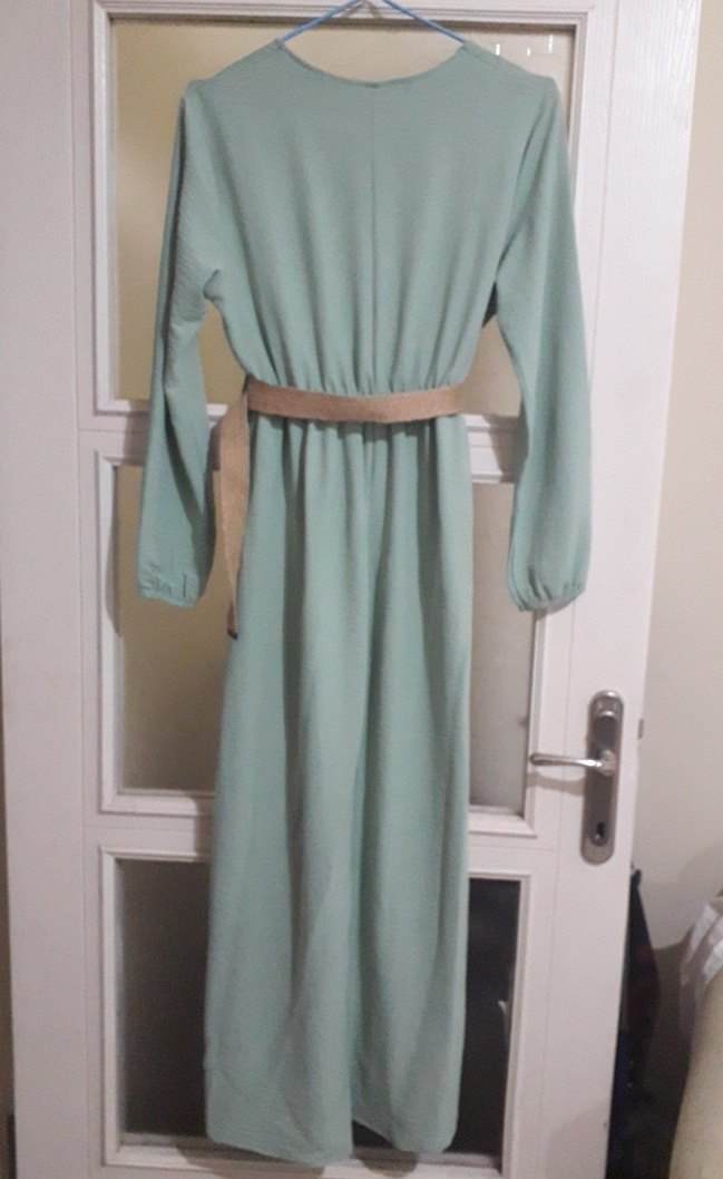 Kemerli, Uzun, Gevşek Kesim Kadın Elbise - Görsel 3