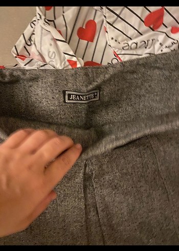 Gri Kemerli Yün  Midi Etek - Görsel 4