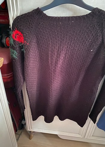 Siyah Nakışlı Örgü Kadın Kazak - Görsel 3