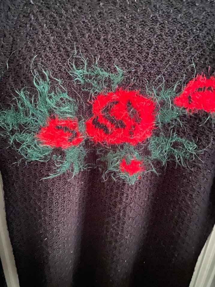 Siyah  Nakışlı Örgü Kadın Kazak - Görsel 2