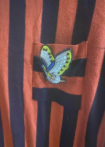 Uzun Kollu Çizgili Kadın Tunik - Görsel 2