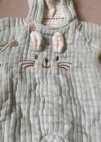 Gri Nakışlı Örgü Bebek Tulumu