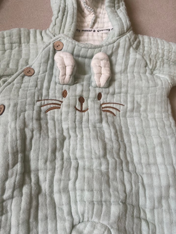 Gri Nakışlı Örgü Bebek Tulumu - Görsel 2