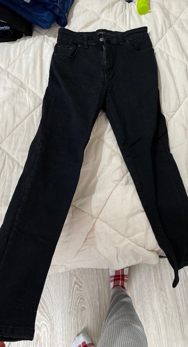 Trendyol Siyah Fermuarlı Kadın Kot Pantolon - Görsel 2