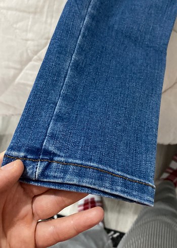 Düğmeli Mavi Kadın Denim Pantolon - Görsel 2
