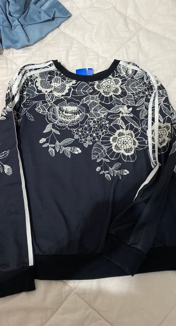 Dantelli Baskılı Siyah Kadın Sweatshirt - Görsel 2