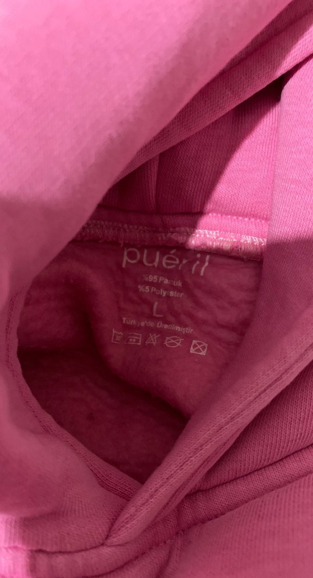 Pembe Kapüşonlu Basic Sweatshirt - Görsel 3