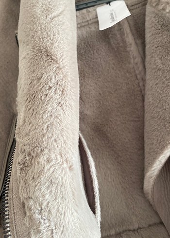 Kürk Detaylı Bej Süet Kadın Ceket - Görsel 3