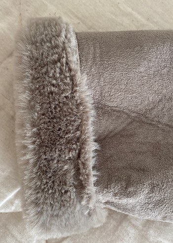 Kürk Detaylı Bej Süet Kadın Ceket - Görsel 5