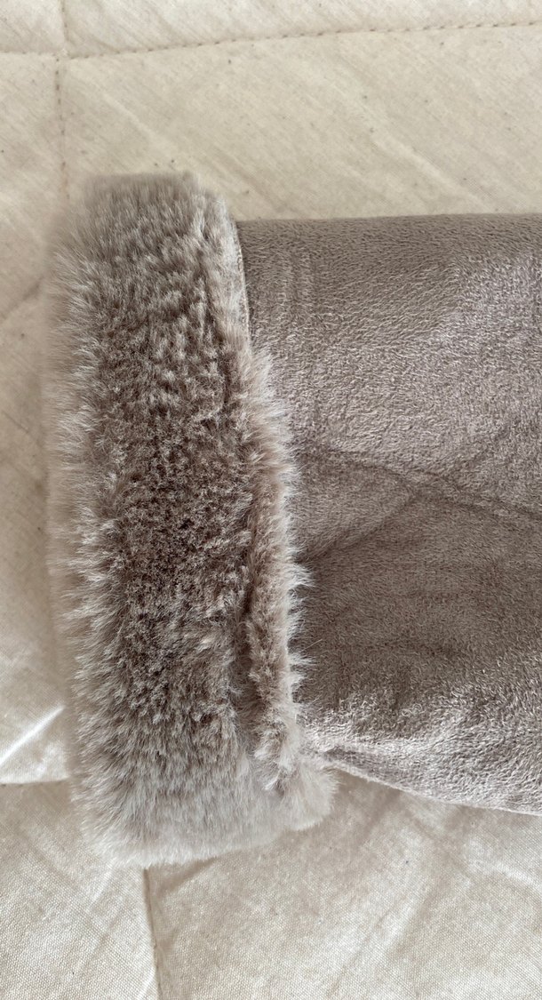 Kürk Detaylı Bej Süet Kadın Ceket - Görsel 5