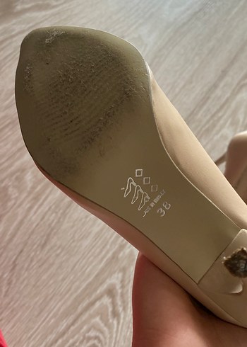 38 Beden ten rengi Renk Bej Deri Stiletto Kadın Topuklu Ayakkabı