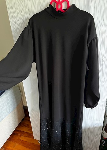 Trendyol & Milla Siyah Uzun Yaka Drapeli Gotik Elbise