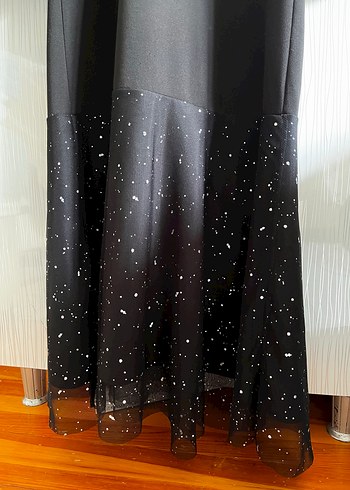 38 Beden Siyah Uzun Yaka Drapeli Gotik Elbise