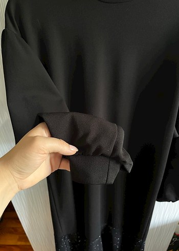 38 Beden siyah Renk Siyah Uzun Yaka Drapeli Gotik Elbise