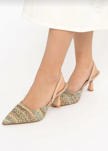 Pastel Renkli Bağcıklı Stiletto Kadın Topuklu Ayakkabı