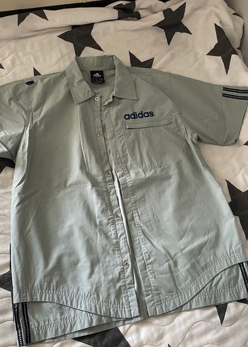 Adidas Gri Kısa Kollu Keten Gömlek