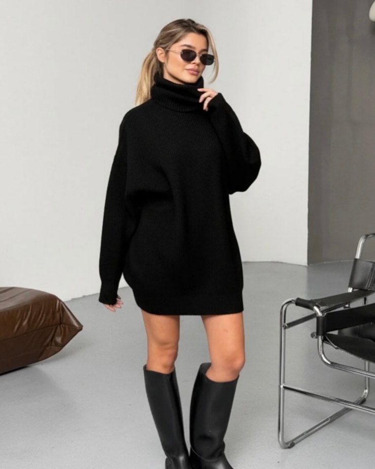 Bej Örgü Boğazlı Kadın Kazak - Görsel 3