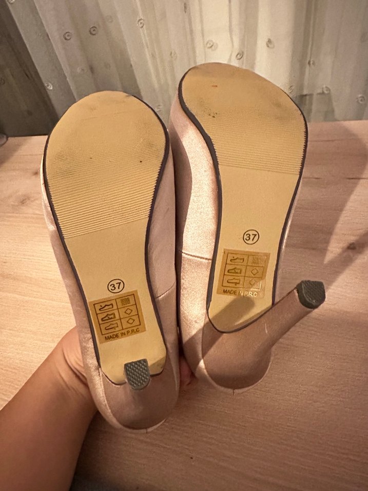 Pudra SatenTokalı Yüksek Topuklu Kadın Abiye Ayakkabı - Görsel 4