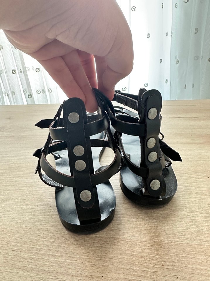 Siyah Deri Tokalı Bohem Kadın Sandalet - Görsel 4