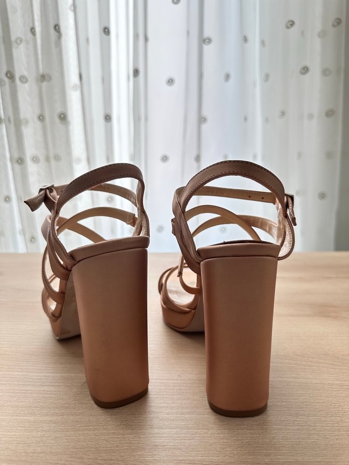 Rose Gold Deri Platform Topuklu Ayakkabı - Görsel 4