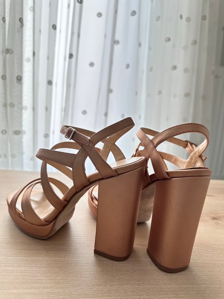 Rose Gold Deri Platform Topuklu Ayakkabı - Görsel 3