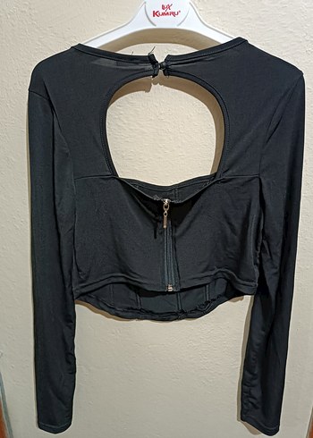 Diğer Siyah Gotik Mini Uzun Kollu Bluz