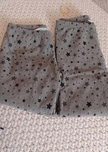 Kız Çocuk Gri Yıldız Desenli Tayt - Görsel 2