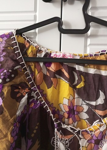 Bohem Çok Renkli Uzun V Yakali plaj elbisesi - Görsel 3