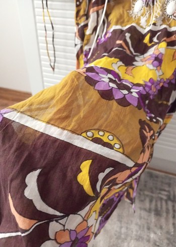 Bohem Çok Renkli Uzun V Yakali plaj elbisesi - Görsel 5